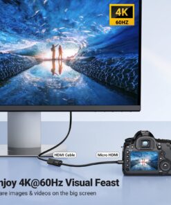 Alternative view of UGREEN Micro HDMI to HDMI Adapter, Male to Female Cable HDMI 2.0 4K@60Hz HDR 3D Dolby 18Gbps High Speed Compatible with Raspberry Pi 4/GoPro Hero 7 6/Sony A6000 Camera/Retroid Pocket 3+, 0.6FT