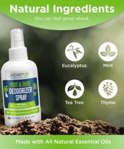 Rocket Pure Natural Shoe Deodorizer Spray & Foot Spray - Shoe Spray Deodorizer, Foot Spray Odor Eliminator Spray, Shoe Odor Eliminator, Foot Deodorant, Foot Odor Shoe Freshener (Mint, 4oz) 4 Fl Oz (Pack of 1) 19 81BVA Doc3L