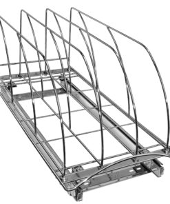 LYNK PROFESSIONAL® Slide Out Cutting Board, Cookie Sheet, and Baking Pan Organizer - Lifetime Limited Warranty - Pull Out Kitchen Cabinet Organizer - 10 inch wide x 21 inch deep - Chrome 25 81BWKuEambL