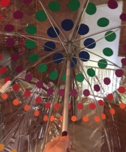 Totes Signature Clear Bubble, Rain & Windproof Umbrella - Perfect for Weddings, Travel and Outdoor Events - Curved Handle with Deluxe Finish, in Transparent or Colorful Design Options Regular Dots 24 81BXWD7VOuL