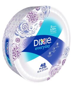Dixie Everyday Paper Plates, 8 1/2", 480 Count, 10 Packs of 48 Plates, Lunch or Light Dinner Size Printed Disposable Plates 9 81BXywLNWaL