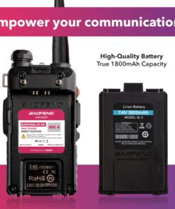 Mirkit Ham Radio Baofeng UV-5R MK4 8 Watt Max Power 2023 Two Way Radio VHF/UHF 144-148/420-450 mhz with 1800 mAh Baofeng Battery, Mirkit Software & Lanyard for Your Baofeng Radio Walkie Talkie 1 X 13 81BYWmvy bL 1