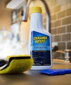 Cerama Bryte Combo Kit POW-R Grip, Scraper, Pad & Removes Tough Stains Cooktop and Stove Top Cleaner for Glass - Ceramic Surfaces, 10 Ounces, 4 Piece 39 81BZMPOo hL