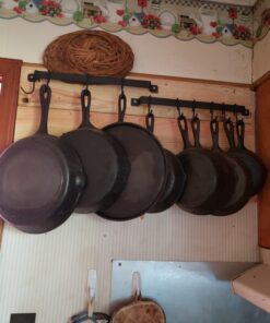 Wallniture Gourmet Kitchen Rail with 10 Hooks, Wall Mounted Wrought Iron Hanging Utensil Holder Rack with Black 17 Inch 31 81BZNPItRZL