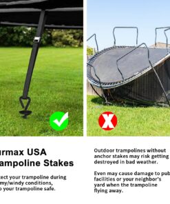 Eurmax USA Trampoline Stakes Heavy Duty Trampoline Parts Steel Stakes Anchor Kit for Trampolines Canopy Anchor Dog Tie Out Stakes -Set of 4 Bonus 4 Strong Belt Black 19 81Bd76pYIZL