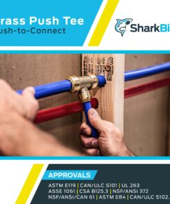SharkBite 1/2 Inch Tee, Push to Connect Brass Plumbing Fitting, PEX Pipe, Copper, CPVC, PE-RT, HDPE, U362LFA 1/2 in. 1/2 in. 10 81BeejltsL