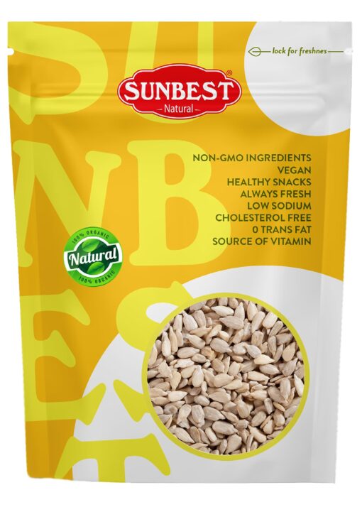 Sunbest Natural - Raw Sunflower Kernels, 5 lbs - Crunchy and Nutritious | Great for Snacking and Recipes 5 Pound (Pack of 1)