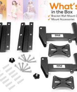 Pyle 90°-30° Angle, Tilt, Rotation Solid-Steel Pin Serves as Safety-Stop Mount Speaker Bracket Stands-Dual Universal Adjustable w/ 12.5'' Distance from Wall (PSTNDW15) 22 81BfqaHX EL