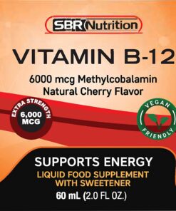 Extra Strength 6000mcg Vitamin B12 Sublingual Liquid Drops - Methylcobalamin, VIT B 12 Supports Energy, Max Absorption, 60 Servings, Non-GMO, Vegan Friendly, Manufactured in The USA Natural Cherry - 6000mcg 11 81Bg05DXhCL