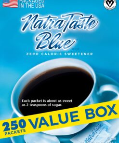 Alternative view of NatraTaste Blue Zero Calorie Sweetener, Bulk Sugar Substitute for Coffee, Iced Tea, Lemonade, Hot & Cold Drinks, Baking, Cooking, Low Carb, Vegan, Sugar Alternative, 250 Packets Value Box (1 pack) 250 Count (Pack of 1)