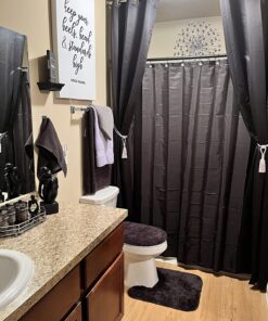 Maytex Water-Repellent Fabric Shower Curtain Liner with Weighted Hem, Soft Microfiber, Quick Drying and Washable Shower Liner, 70" x 72", Black 21 81Bgj1EOm1L