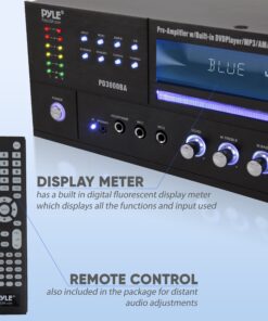 Pyle 4 Channel Wireless Bluetooth Amplifier - 3000 Watt Stereo Speaker Home Audio Receiver w/FM Radio, USB, 2 Microphone w/Echo for Karaoke, Front Loading CD DVD Player, LED, Rack Mount - PD3000BA.5 11 81Bi7rMqa8L