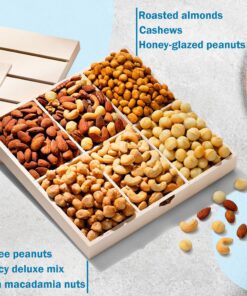 Alternative view of Holiday Nuts Gift Basket for Families, 6 Variety in Reusable Wooden Crate Christmas Gift Baskets, Gourmet Food Gifts for Delivery Prime, Fruit Nut Gift Box Sympathy Ideas for Men Woman Mom Dad Grandma