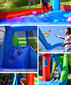 Bounceland Royal Palace Inflatable Bounce House, with Long Slide, Large Bouncing Area, Basketball Hoop and Sun Roof, 13 ft x 12 ft x 9 ft H, UL Strong Certified Blower, Castle Kids Party Theme With Blower 40 81Bis0ZSgeL