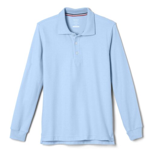 French Toast Boys' Long-Sleeve Pique Polo Shirt 7 Light Blue