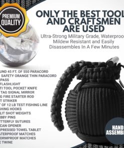Holtzman’s Survival Kit Paracord Grenade The #1 Best 48 Tool Emergency kit Solid Black 14 81BqDeQF2zL