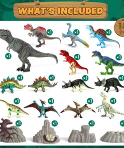 JOYIN Kids Dinosaur Toy, 18 Pcs 6" to 9" Realistic Dinosaur Figures with Movable Jaws Including T-Rex, Triceratops, Velociraptor, Etc, Kids Dinosaur Educational Toys, Christmas Birthday Gifts for Kid 32 81Bqzc4EnJL