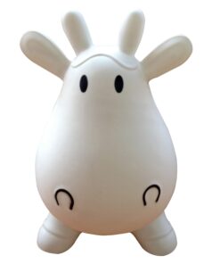 Alternative view of AppleRound Cow Bouncer with Air Pump, Inflatable Space Hopper, Ride-on Bouncy Animal (White) White