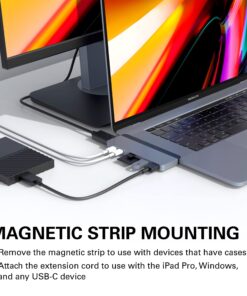 HyperDrive USB C Hub, Hyper Duo 7-in-2 USB C Adapter - MacBook Pro Adapter with Magnetic Grip, 4K HDMI, USB-C 40Gbps 100W PD, 3.1 USB-A, MicroSD/SD - Space Gray 33 81BsKZHcqcL