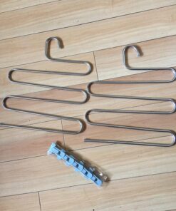 HonTop S-Type Stainless Steel Pants Hangers Space Saving 3Pcs Multi-Purpose Storage Organizer Rack Magic for Hanging Trousers Jeans Scarf Tie Clothes, 5Layers 16 81Bss18jl0L