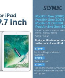 SEYMAC iPad 6th/5th Generation Case 9.7 Inch, Heavy Duty Protective Shockproof Case with Screen Protector, 360° Rotating Stand/Handle/Shoulder Strap for iPad 6th/ 5th Gen/Air 2/ Pro 9.7, Black 9.7 inch - For iPad 6th/5th Gen 25 81Bu7zVz8mL 1