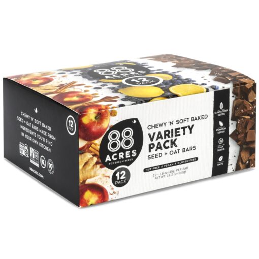 88 Acres Granola Bars | Variety | Gluten Free, Nut-Free Oat and Seed Snack Bar | Vegan & Non GMO | 12 Pack Variety Pack 12 Count (Pack of 1)