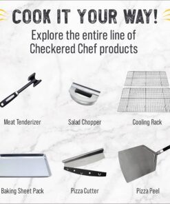 Checkered Chef Baking Sheets for Oven - Half Sheet Pan with Stainless Steel Wire Rack Set 1-Pack - Easy Clean Cookie Sheets, Aluminum Bakeware Half Sheet 1 Pack 30 81BuTy3RBL