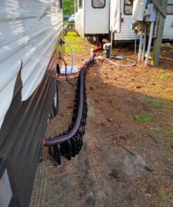 Camco RhinoFLEX 20’ Camper/RV Sewer Hose Kit | Clear Elbow w/ Removable 4-in-1 Adapter & Pre-Attached Swivel Bayonet and Lug Fittings | Sections Compress for RV Storage and Organization (39742) ,Brown 20ft Sewer Hose Kit Frustration-Free Packaging 53 81BvUHazjxL