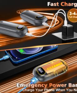 Hand Warmers - 14000mAh Hand Warmers Rechargeable Up to 18Hrs Warmth, Electric Hand Warmer Reusable Heat Up to 131℉, Rechargeable Hand Warmers 2 Pack for Golf Raynauds Camping, Warm Gifts Grey 7000mAh 2 PCS 19 81BvfpAnPGL
