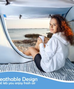 Abco Small Pop Up Tent and Automatic Instant Portable Cabana Beach Small Tent - 2 Person Pop Up Tent - 2 Doors Emergency Tent - Water-Resistant, UV Protection Sun Shelter with Carrying Bag (Sky Blue) 35 81BywQaISrL