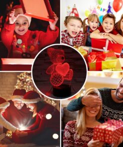 ZOKEA Night Light 3D lamp 7 Colors Changing Nightlight with Smart Touch & Remote Control 3D Night Light for Kids or as Gifts for Women Kids Girls Boys (Teddy Bear) 12 81BzC32DJgL 1