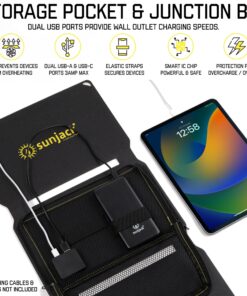 SunJack 25 Watt Foldable IP67 Waterproof ETFE Monocrystalline Solar Panel + 2X 10000mAh Power Banks with USB-A and USB-C for Cell Phones, Tablets and Portable for Backpacking, Camping, Hiking 18 81BzQZvelmL
