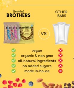 Bearded Brothers Organic Vegan Energy Bars - Gluten & Soy Free, Paleo, Whole 30 | Non GMO, Low Glycemic, High Protein, Fiber | 12pk Six Flavor Variety Variety Case 12 Count (Pack of 1) 11 81C TW9u2L