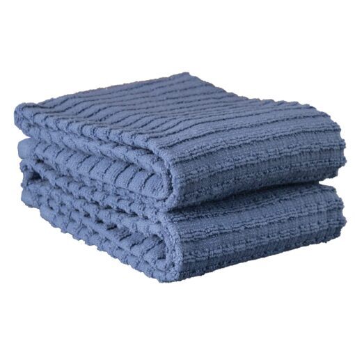 Ritz Royale Collection 100% Combed Terry Cotton, Highly Absorbent, Oversized Kitchen Towel Set, 28" x 18", 2-Pack, Solid, Federal Blue Solid, 2-Pack