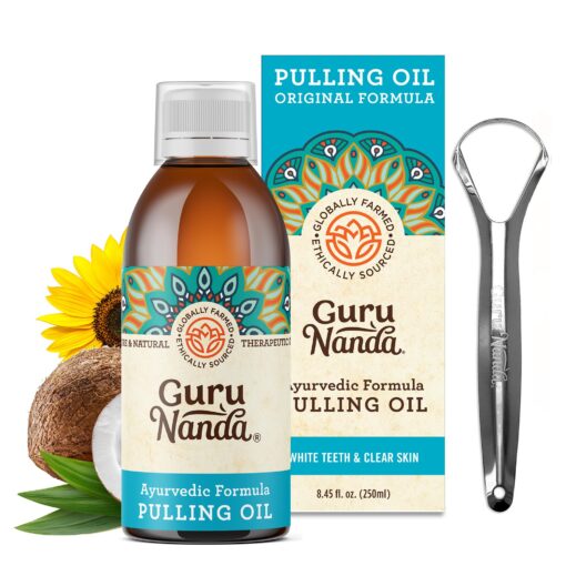 GuruNanda Original Oil Pulling - Alcohol & Fluoride Free, Natural Mouthwash - Ayurvedic Blend for Healthy Teeth & Gums, Natural Teeth Whitening and Fresh Breath - Unflavoured Oral Rinse (250 mL) Original - 1 Pack