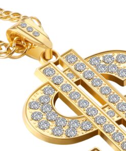 Tatuo 2 Pieces Plated Chain for Men with Dollar Sign Pendant Necklace, Hip Hop Dollar Necklace Blonde Trendy Style 19 81C1q2oeg6L