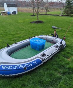 INTEX Excursion Inflatable Boat Series: Includes Deluxe 54in Aluminum Oars and High-Output Pump – SuperStrong PVC – Adjustable Seats with Backrest – Fishing Rod Holders – Welded Oar Locks 4-Person 37 81C2viRf4hL