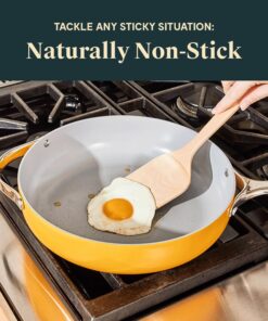 Caraway Nonstick Ceramic Cookware Set (12 Piece) Pots, Pans, 3 Lids and Kitchen Storage - Non Toxic, PTFE & PFOA Free - Oven Safe & Compatible with All Stovetops (Gas, Electric & Induction) - Cream 25 81C3u2Z4KFL 1