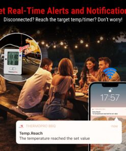 ThermoPro TP25 500ft Wireless Bluetooth Meat LCD Thermometer with 4 Temperature Probes Smart Digital Cooking BBQ Thermometer for Grilling Oven Food Smoker Thermometer, Rechargeable 4 Probes 33 81C59Vx3oL