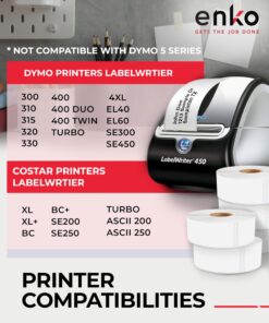 enKo Compatible for Dymo 30252 Labels (1-1/8" x 3-1/2") - Label for Dymo Labelwriter 450 Turbo Printer and 4XL - Direct Thermal Address, Shipping and Barcode Labels (12 Rolls | 4,200 Labels) 12 Rolls - 4,200 Labels 9 81C5MUTCJwL