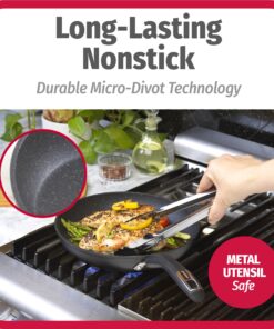 GoodCook 12-Piece Micro-Divot Nonstick Aluminum Cookware Set with Pans, Dutch Oven, Spoon and Turner, Black (6184) 12 piece set 25 81C6AmfXAxL 1