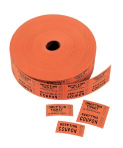Fun Express - Orange Coupon Double Roll Tickets - Party Supplies - Entertainment - Admission Tickets & Wristbands - 1 Piece