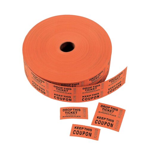 Fun Express - Orange Coupon Double Roll Tickets - Party Supplies - Entertainment - Admission Tickets & Wristbands - 1 Piece