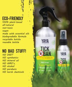 YAYA ORGANICS Tick Ban | Extra Strength Tick Repellent Made with Essential Oils and All Natural, DEET Free Ingredients | Proven Effective, Safe for Adults, Kids and Dogs | Mixed Pack (4oz/16oz) 10 81C8BcbgN7S