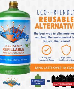 Flame King Refillable 1LB Empty Propane Cylinder Tank - Reusable - Safe and Legal Refill Option - DOT Compliant - 16.4 oz, Green Green Tank 13 81C8er77zHL 1