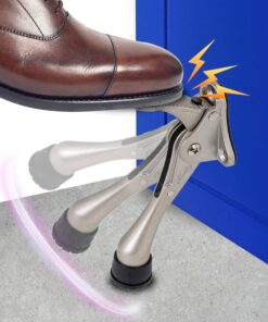 Alternative view of One Touch Kickdown Door Stopper, Door Holder, Heavy Duty Door Stops, Bottom of Door, Height-Adjustable Rubber Tips by HASHI (Satin Nickel 4 inch x 1pack) Satin Nickel