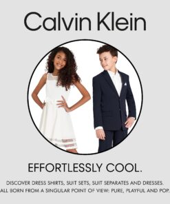 Calvin Klein Boys' Long Sleeve Sateen Dress Shirt, Style with Buttoned Cuffs & Shirttail Hem 14 White 16 81CAZLxHXL