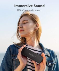 Anker Soundcore 2 Portable Bluetooth Speaker with 12W Stereo Sound, Bluetooth 5, Bassup, IPX7 Waterproof, 24-Hour Playtime, Wireless Stereo Pairing, Speaker for Home, Outdoors, Travel Black 33 81CDBbYNtpL