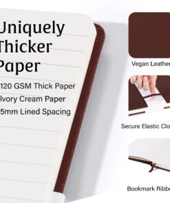 BEECHMORE BOOKS Ruled Journal Notebook - A5 Brown 160 Lined Pages 8.3 x 5.8 inch | Hardcover Leather Daily Journals For Writing - Thick 120gsm Cream Paper | Gifts for Men, Women, Notebooks For Work Chestnut Brown Large (5.75" x 8.25") 31 81CE 7VOGcL