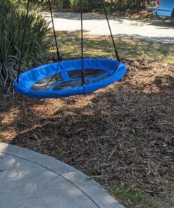 SUPER DEAL 40 Inch Blue Saucer Tree Swing Set for Kids Adults 800lb Weight Capacity Waterproof Flying Swing Seat Textilene Fabric with Adjustable Hanging Ropes for Outdoor Playground, Backyard 26 81CEEBU6CnL